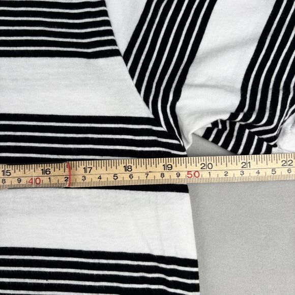 Zanerobe Shirt Mens M White Black Striped Crewneck Casual Cotton Long‎ Tee GUC - Picture 6 of 9